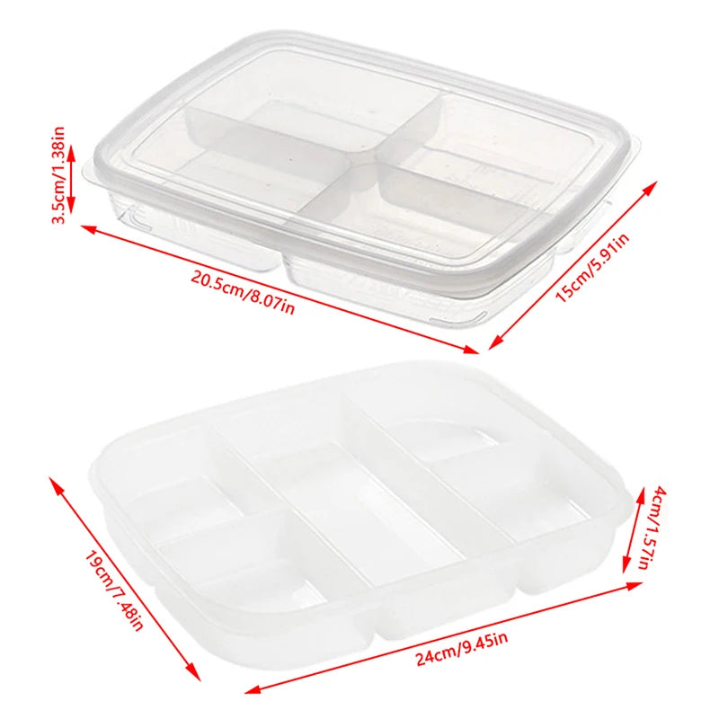 Clear Compartment Food Storage Box | Fridge Organizer Crisper
