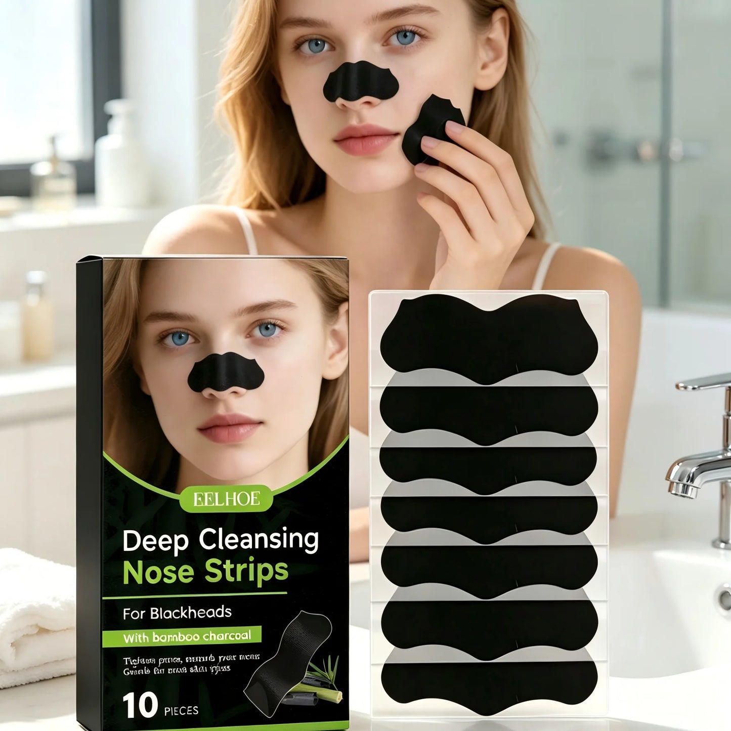 EELHOE Bamboo Charcoal Nose Strips – Blackhead & Pore Cleanser