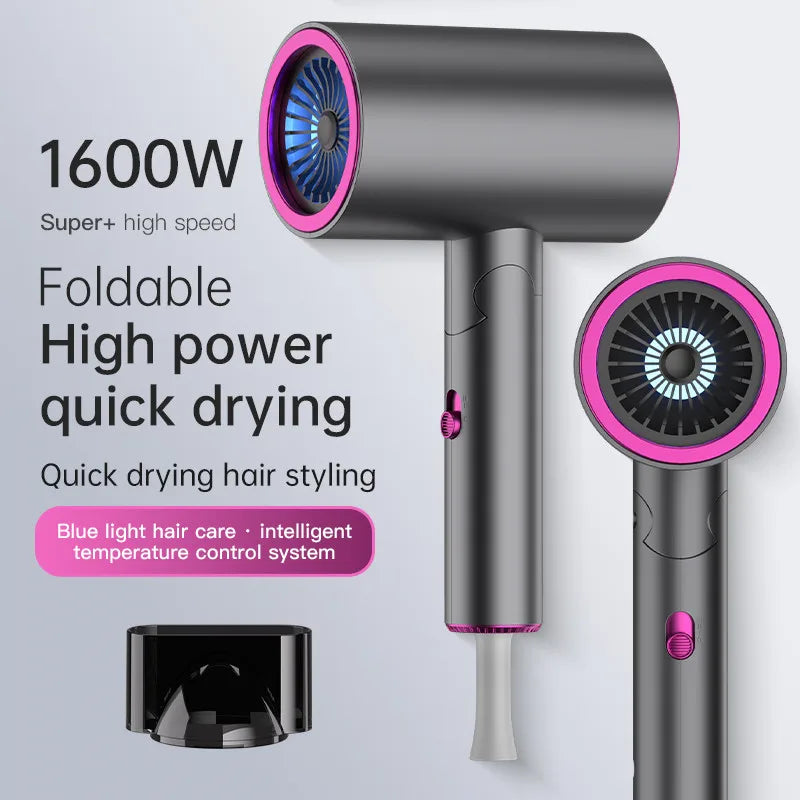 Hot Selling High-Speed Hair Dryer 2400W High-Power Silent Constant Temperature Hair Care Home Hair Salon Hammer Hair Dryer Peaceful Pleasures Health and Wellness Gray-1600W AU