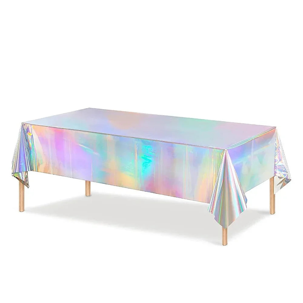 Iridescent Holographic Disposable Party Tablecloth | Laser Table