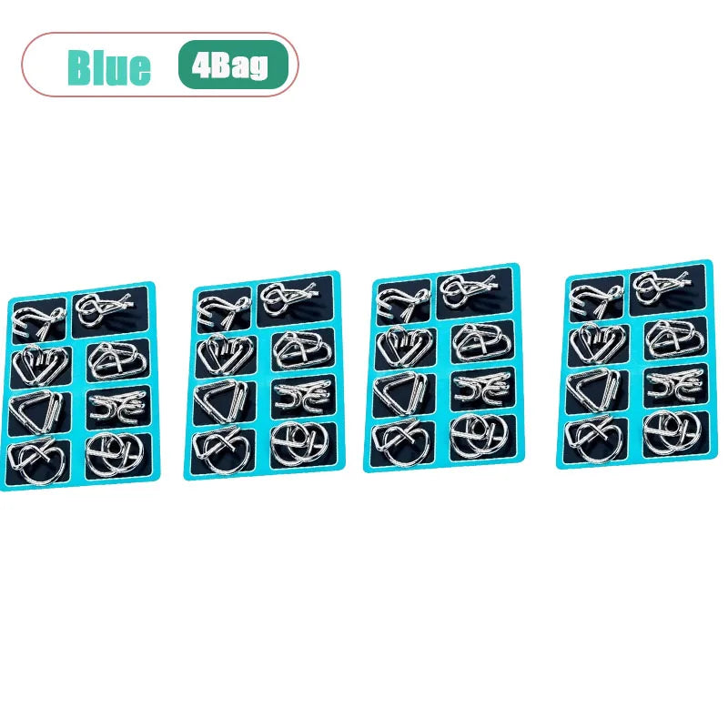 8-Piece Metal Interlocking Rings Brain Teaser Puzzle IQ Set