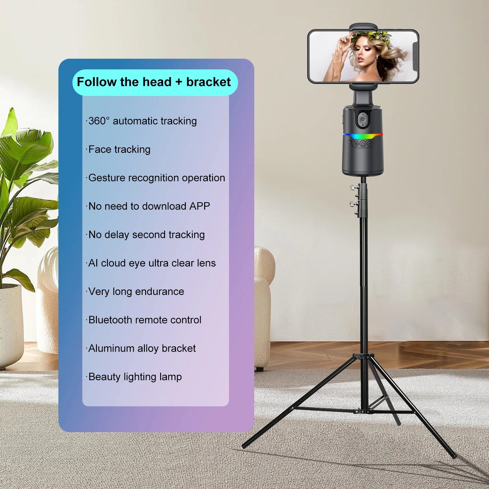 360° Auto Face Tracking Phone Holder | Smart Hands-Free Stand Peaceful Pleasures Health and Wellness