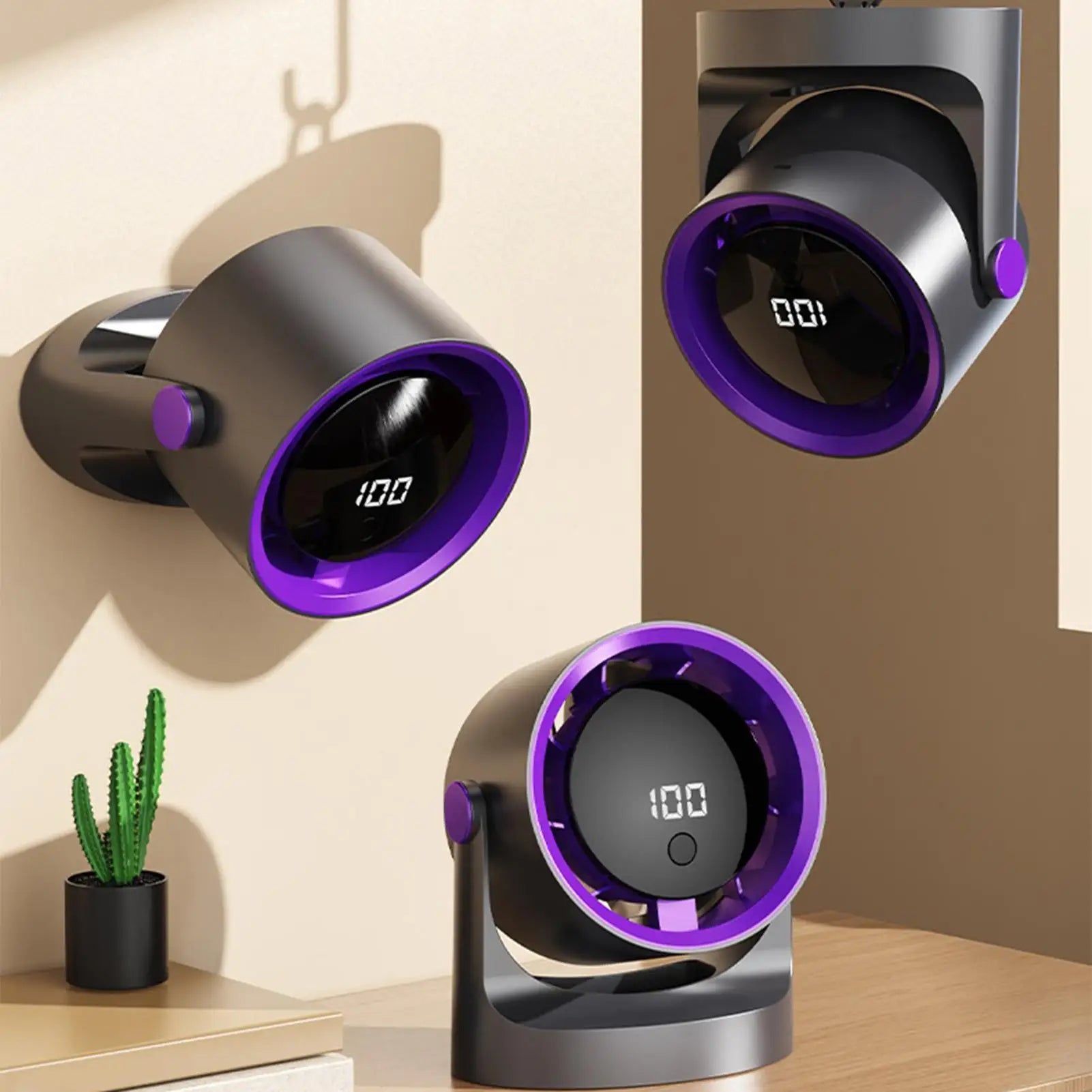 Small Desk Fan 100-Speed Digital Display Tabletop Ventilador Portable Desktop Fan For Home Apartment Dormitory Office Travel Peaceful Pleasures Health and Wellness