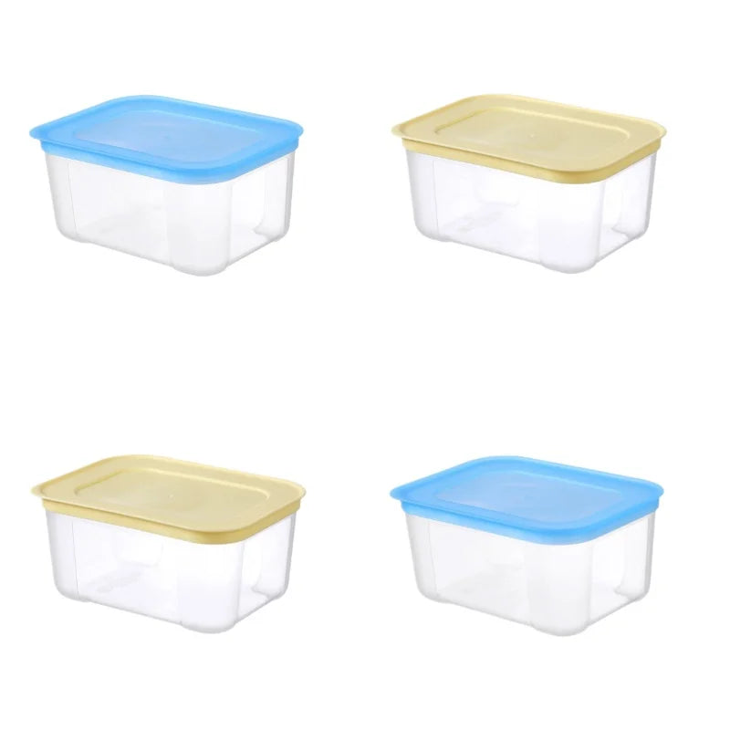 1pc-4pcs Reusable Transparent Fridge Storage Box for Fruits Vegetables Meat Eggs Kitchen Container kitchen storage container Peaceful Pleasures Health and Wellness 2pc blue 2pc yellow