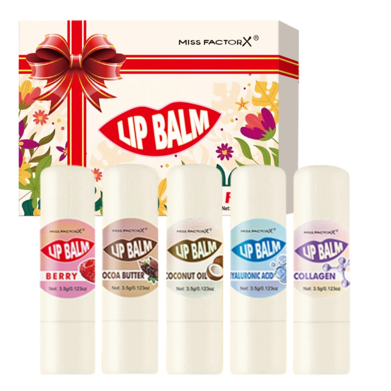 Premium gift set 5PCS/box Lip balm set Hyaluronic acid Long-lasting moisturizing Glossy Suitable for dry lips Valentine’s Day gi Peaceful Pleasures Health and Wellness Lip Balm Set