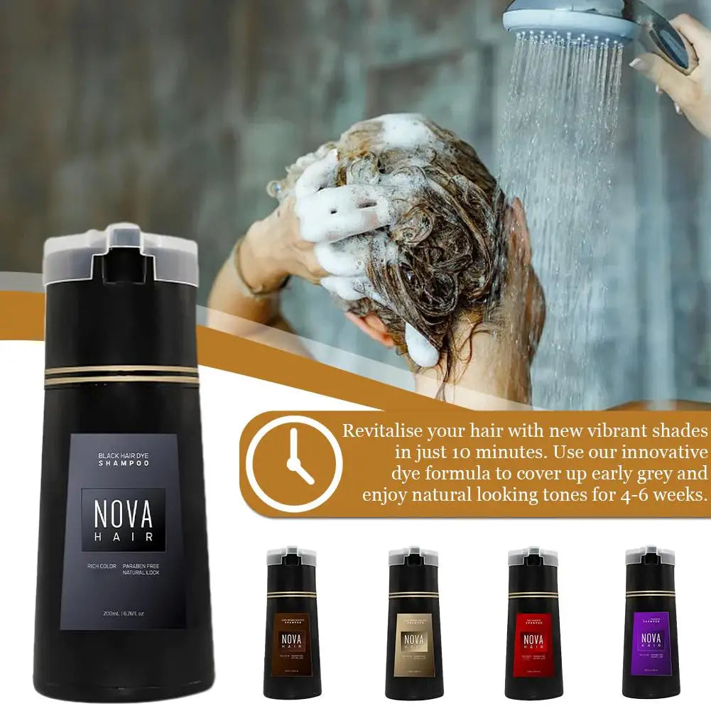 Nova Hair Dye Shampoo – Instant Gray Coverage 200ml