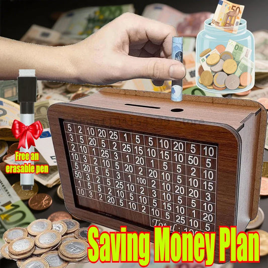Wooden Money Saving Challenge Box – 1000 to 10000 Piggy Bank Wooden Savings Box Oasis Select