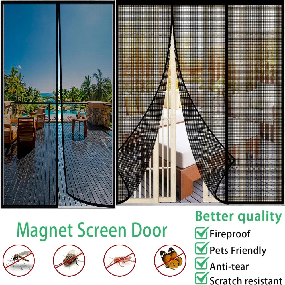 Magnetic Screen Door Net Self Closure Pets Dog Friendly Durable Fiberglass Mesh Curtain Keep Bugs Mosquito Out For Bedroom Door Peaceful Pleasures Health and Wellness