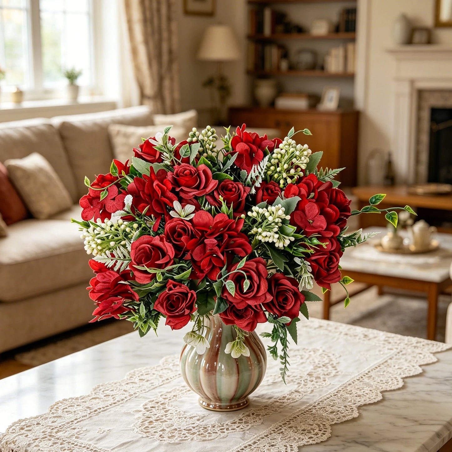 Silk Gardenia Hydrangea Artificial Flowers Bouquet | Wedding & Home