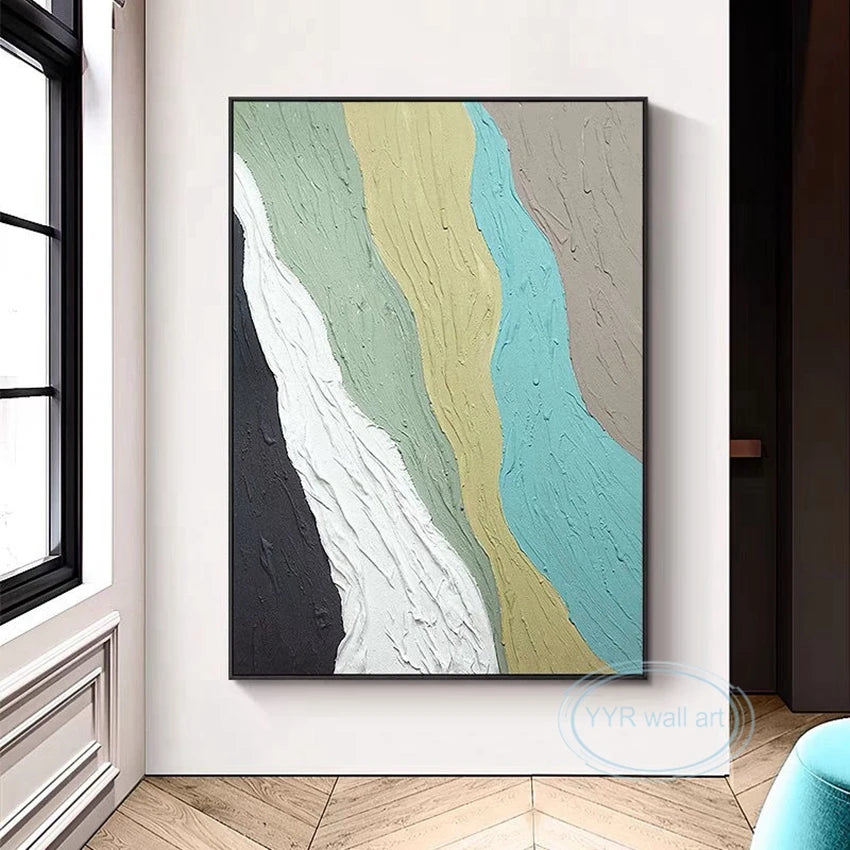 Colorful Textured Canvas Poster Abstract Wall Art Oil Painting Handmade Acrylic Mural Living Room Bedroom Aisle Decor Picture Peaceful Pleasures Health and Wellness