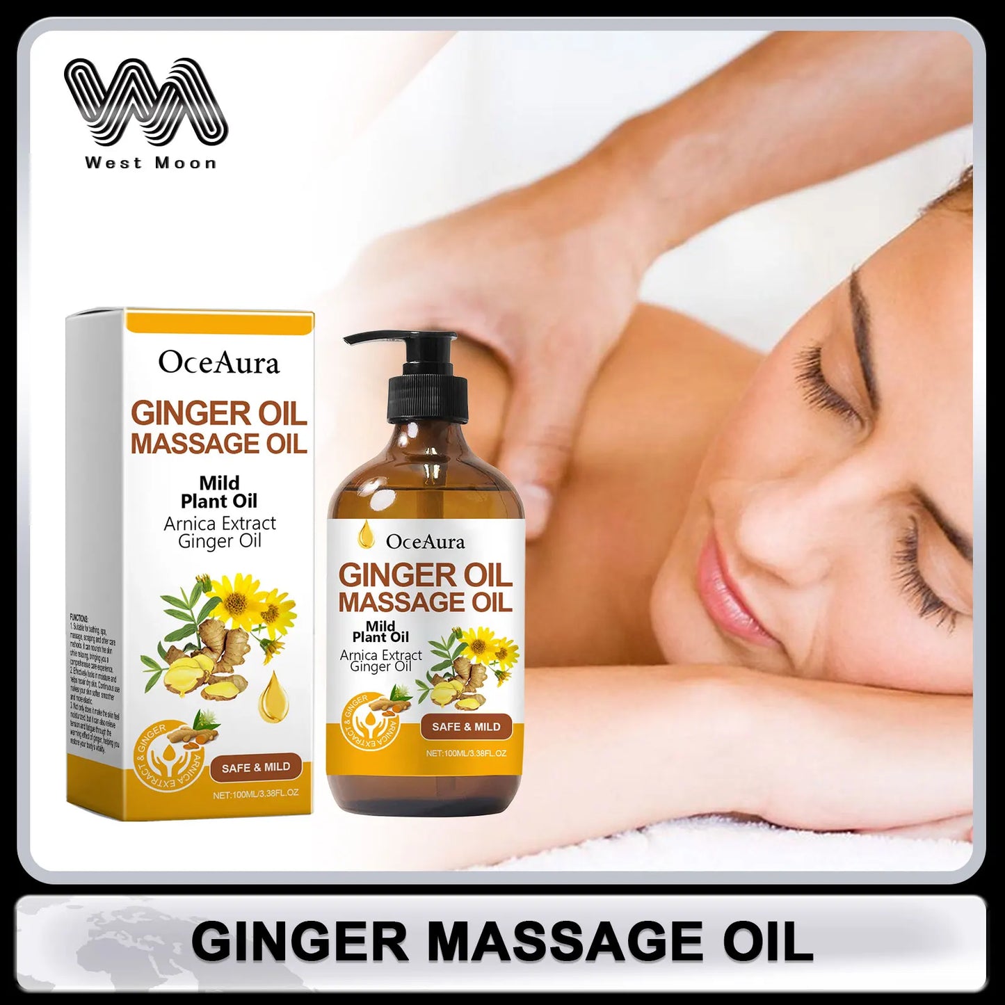 OceAura Ginger Body Massage Oil – Moisturizing & Tightening 100ml