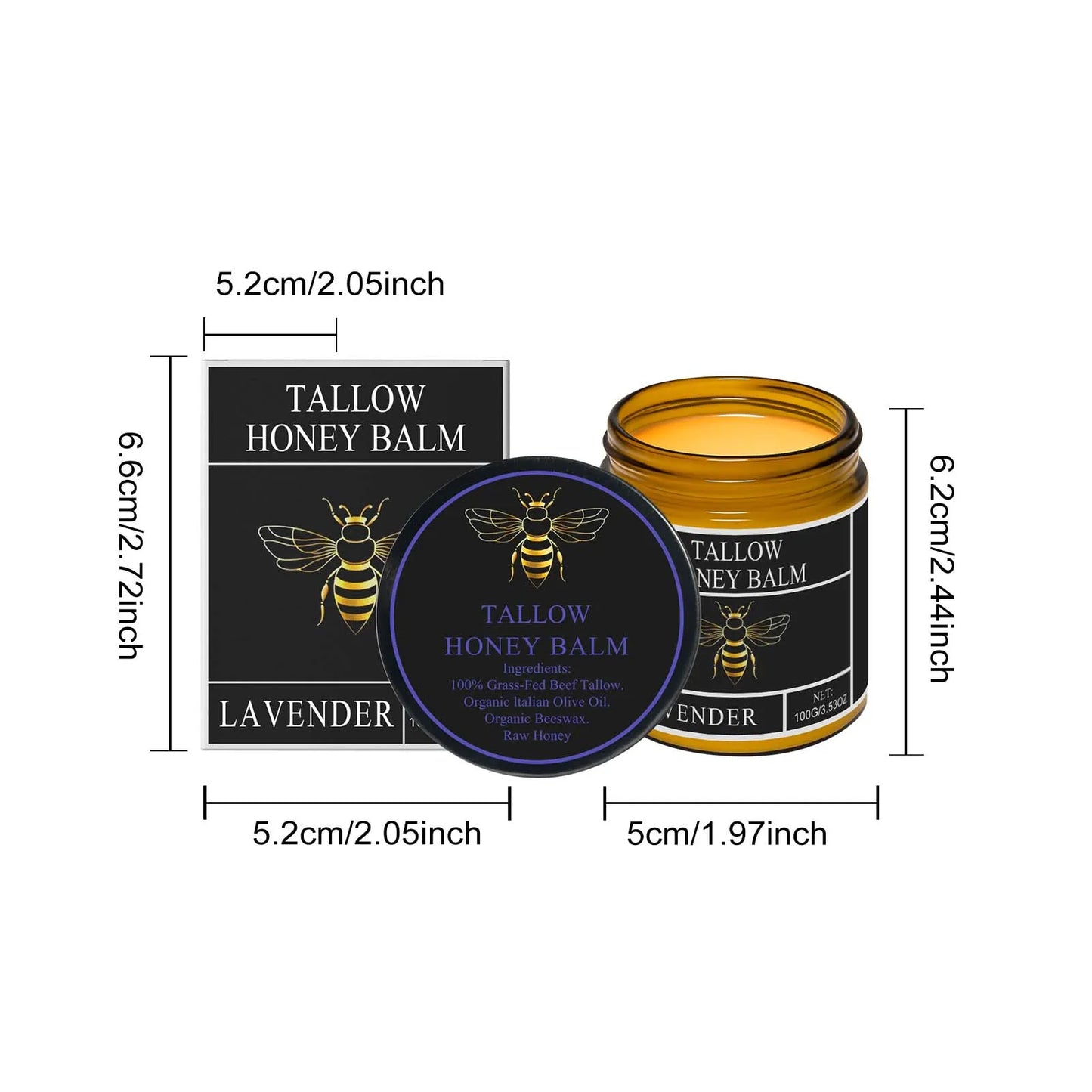 Beef Tallow Honey Cream – Hydrating & Firming Skin Balm Peaceful Pleasures Health and Wellness 100g Boxed