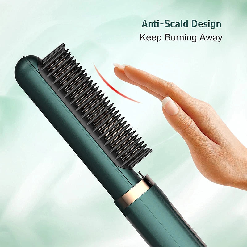Electric Hair Straightening Brush Fast Heating Hot Comb Brush Negative Ion Hair Straightening Comb Peaceful Pleasures Health and Wellness