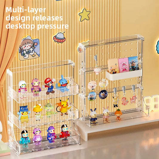 Versatile Pegboard & Figure Display Shelf – Multi-Tier Storage Rack with Raised Edges to Prevent Falls for Collectibles Peaceful Pleasures Health and Wellness