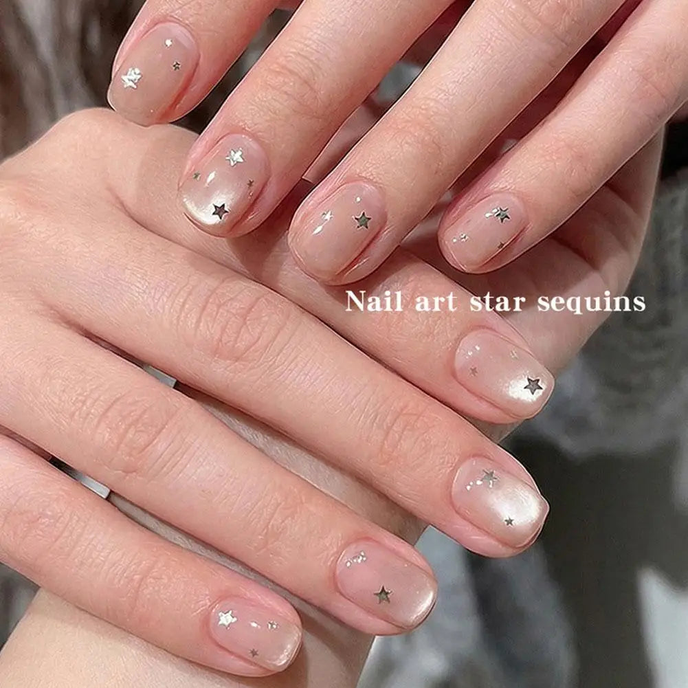 Silver Star Nail Glitter Sequins – Shiny Flakes & Charms