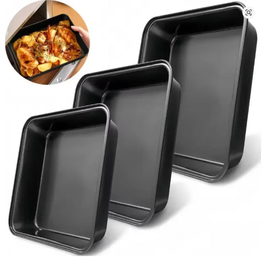 Kitchen Nonstick Rectangular Carbon Steel Roasting Pan | Rustproof Baking Tray for Bread Cake Professional Utensils Carbon Steel Peaceful Pleasures Health and Wellness