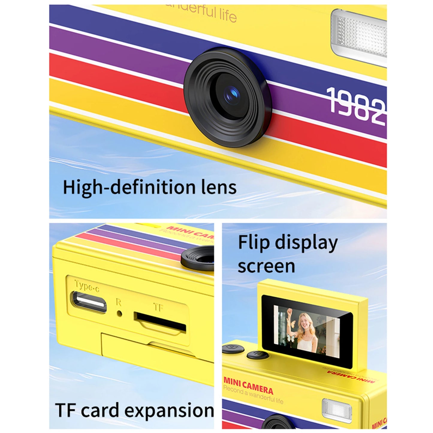 Retro Mini Thumb Camera with Flip Screen Portable Keychain Digital Video Recorder for Students Campus Life Creative Gift Peaceful Pleasures Health and Wellness