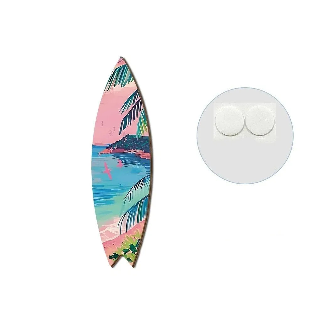 Handcrafted Wooden Surfboard Wall Hanging | Coastal Beach Decor