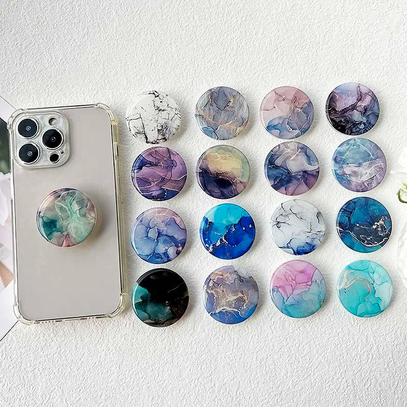 Socket Grip Tok Acrylic Glue Material High Quality Transparent Folding Stand Marble Pattern Phone Holder Foldable phone grip Peaceful Pleasures Health and Wellness