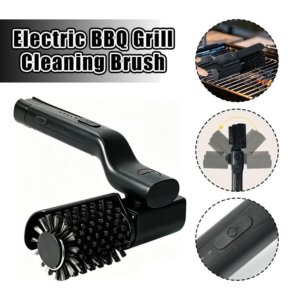 180° Rotatable Head Deep Electric Cleaning Grill Brush Heavy Oil Barbecue Cleaning Grid Brush Outdoor Camping Kitchenware Tools Peaceful Pleasures Health and Wellness