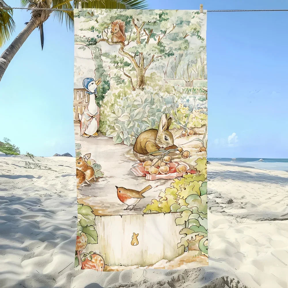 Peter Rabbit Quick-Dry Beach Towel | Cartoon Sports Towel Cartoon Beach Towel Peaceful Pleasures Health and Wellness