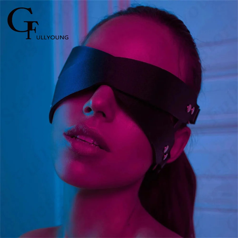 PU Fetish Masquerade Exotic Costumes Leather Bondage Gothic Mask