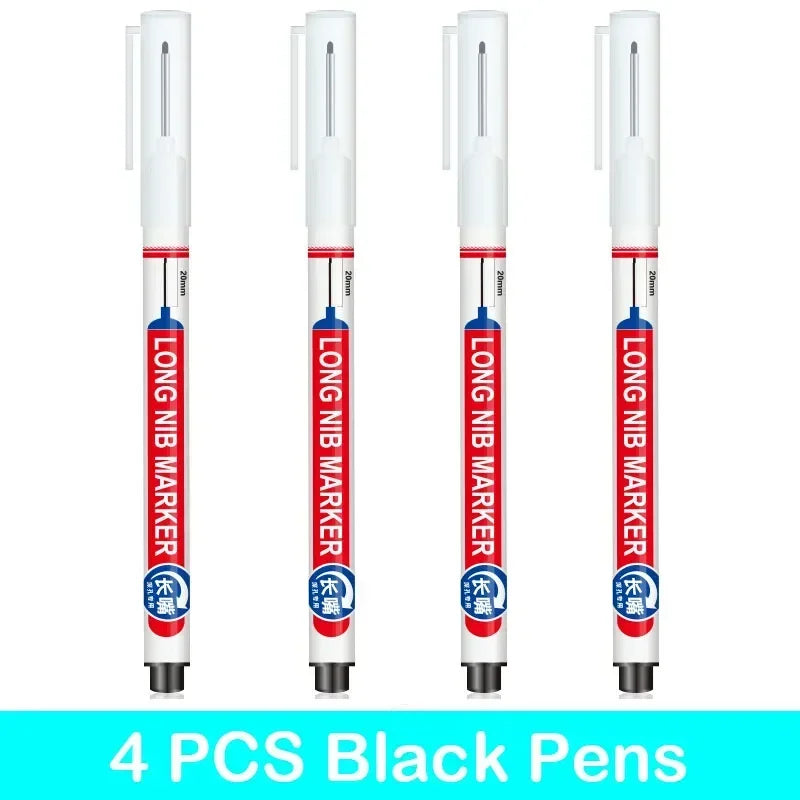 4-Pack 20mm Long Nib Deep Hole Marker Pens | Woodworking Metal
