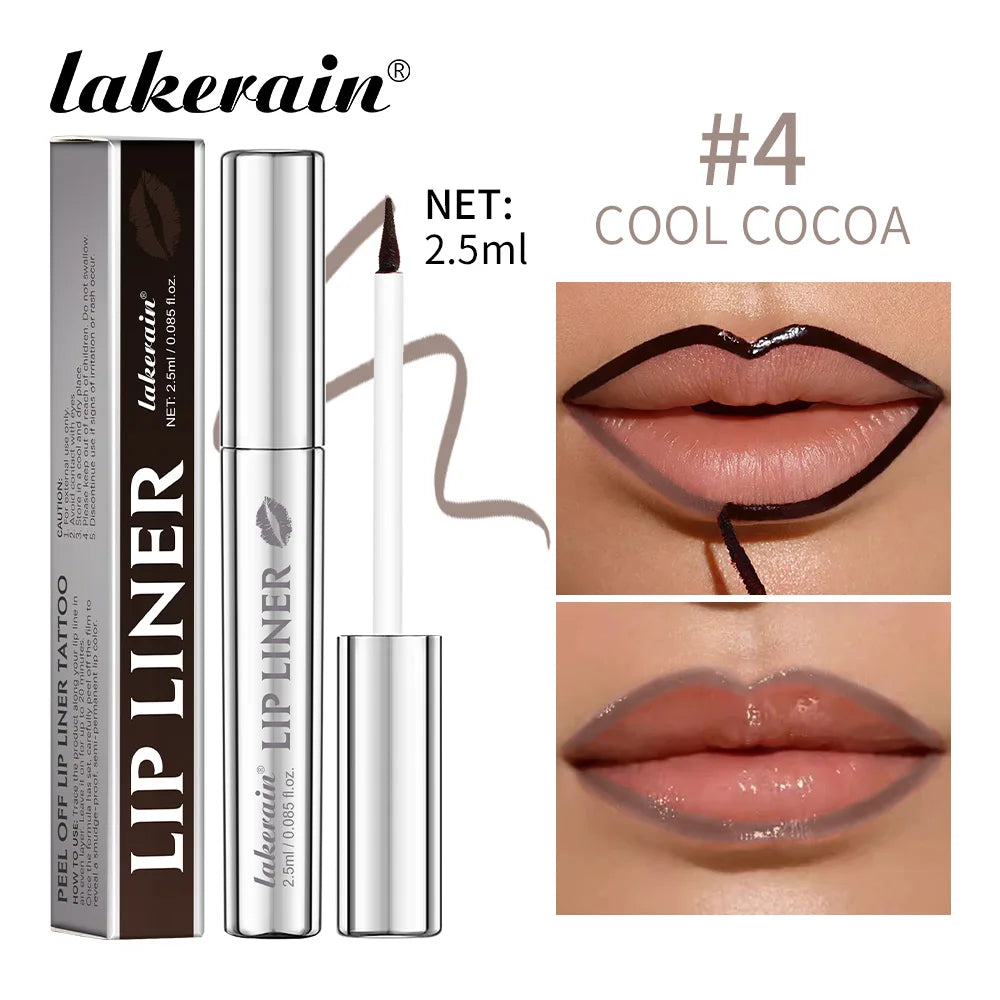 Lakerain Peel Off Lip Liner Waterproof Smudge-proof Lip Liner Long Lasting Color Non-fading Hydrate Nourish Lip Contour Makeup Peaceful Pleasures Health and Wellness Cool Cocoa