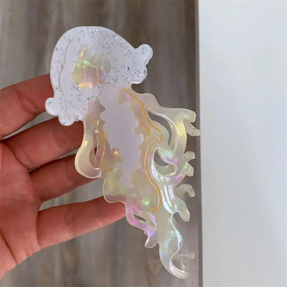 Shark & Jellyfish Acetate Hair Claw Clip – Marine Life Design
