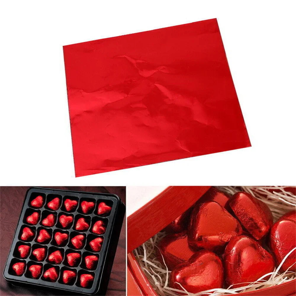 100Pcs Food-Grade Aluminum Foil Candy Wrapping Sheets 8x8cm
