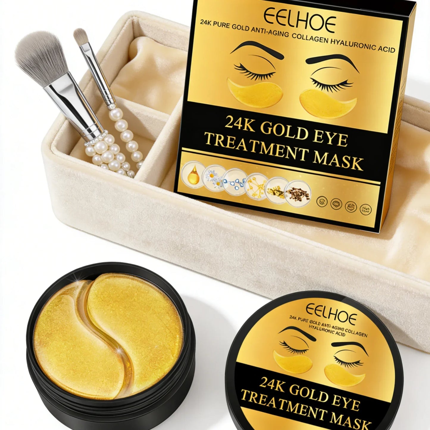 EELHOE 24K Gold Under-Eye Patches – Collagen & Hyaluronic Acid
