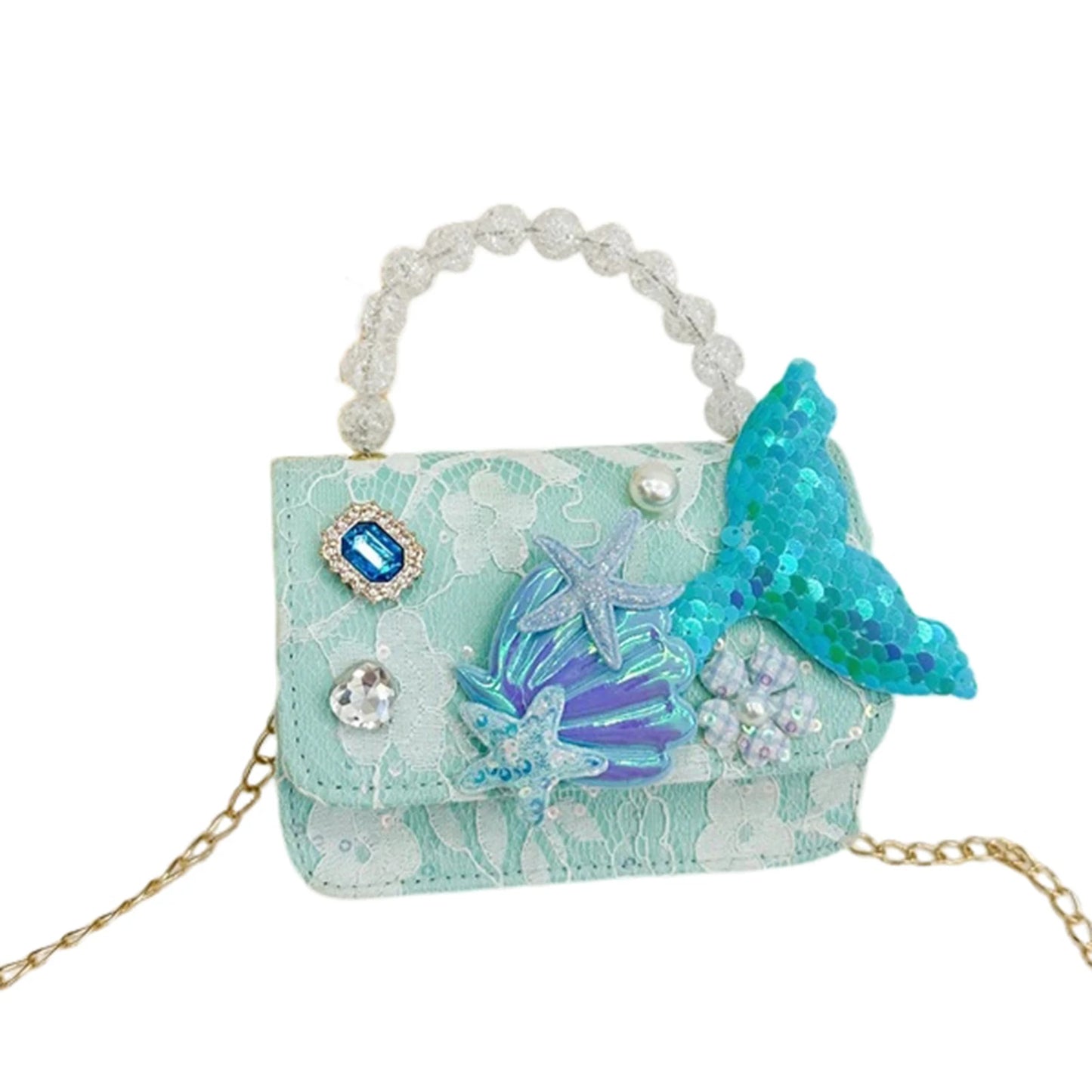 Girls Pearl Handbag New Mini Crossbody Shoulder Bag Style Purse for Kids Birthday Party Gift Lightweight PU Leather Peaceful Pleasures Health and Wellness light green