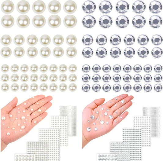 Mixed Self Adhesive White Imitation Pearl Rhinestones Stickers Face Peaceful Pleasures Health and Wellness