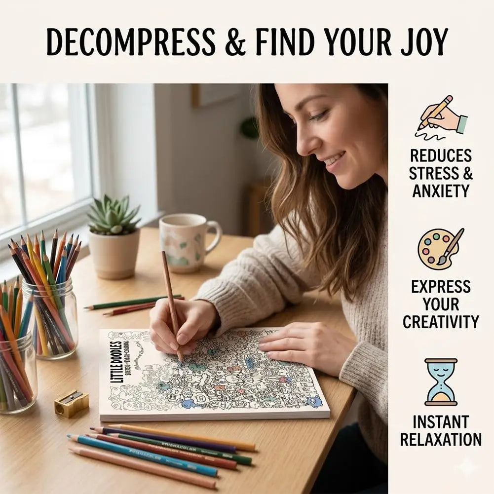 Cute Cartoon Coloring Pages & Tracing Drawing Book Doodles Stress Relief Coloring Book Multi-Purpose Art Activity Drawing Book Peaceful Pleasures Health and Wellness