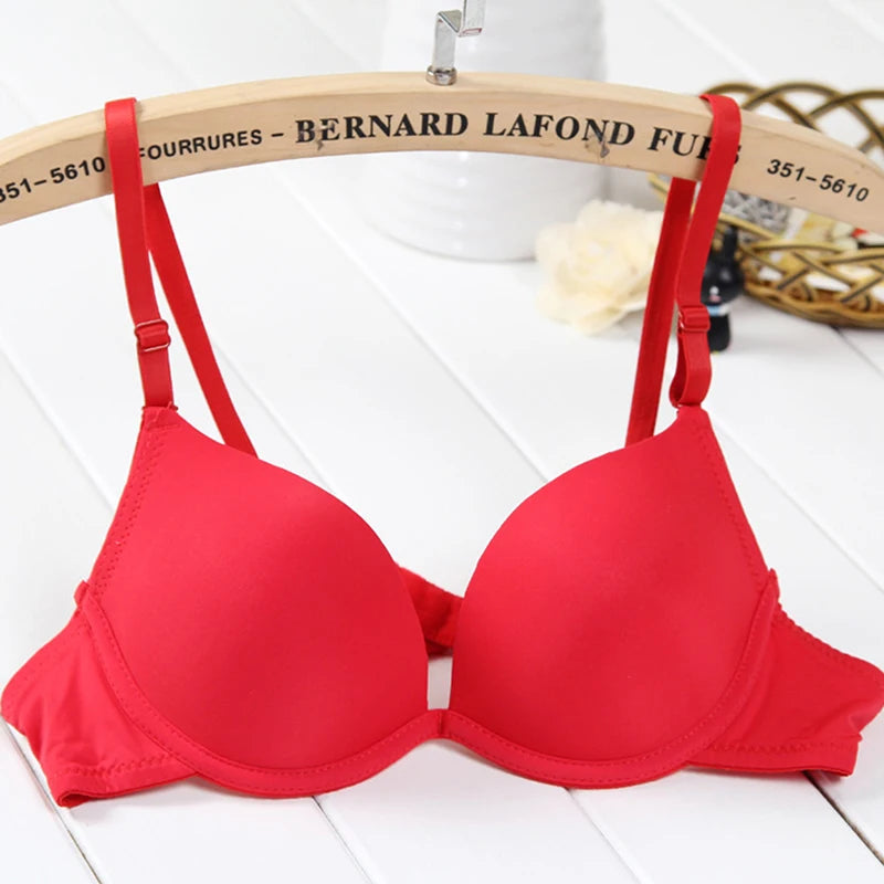 Female Bra Summer Breathable Student Single Breasted Sexy Cute Gathered Smooth Seamless Comfortable Girl's Bra Peaceful Pleasures Health and Wellness red One Size 38