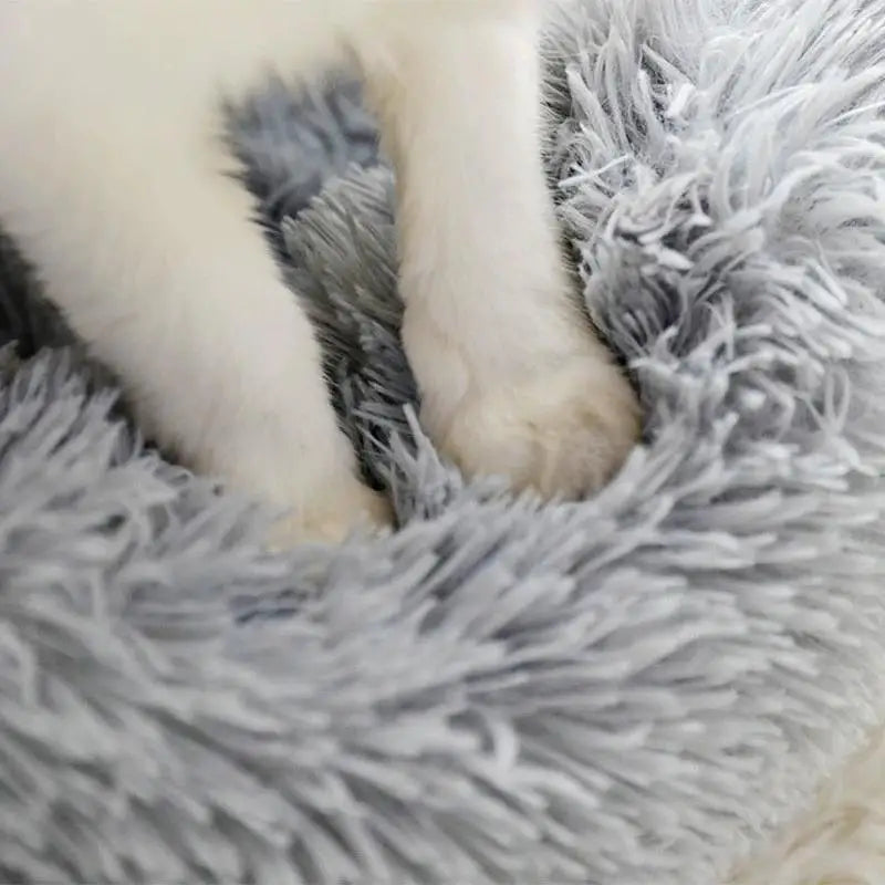 Donut Pet Bed | Plush Faux Fur Round Bed for Cats & Dogs
