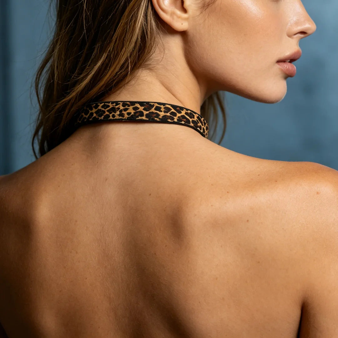 UYEE Leopard Print Choker Necklace Adjustable Velvet Collar Gothic