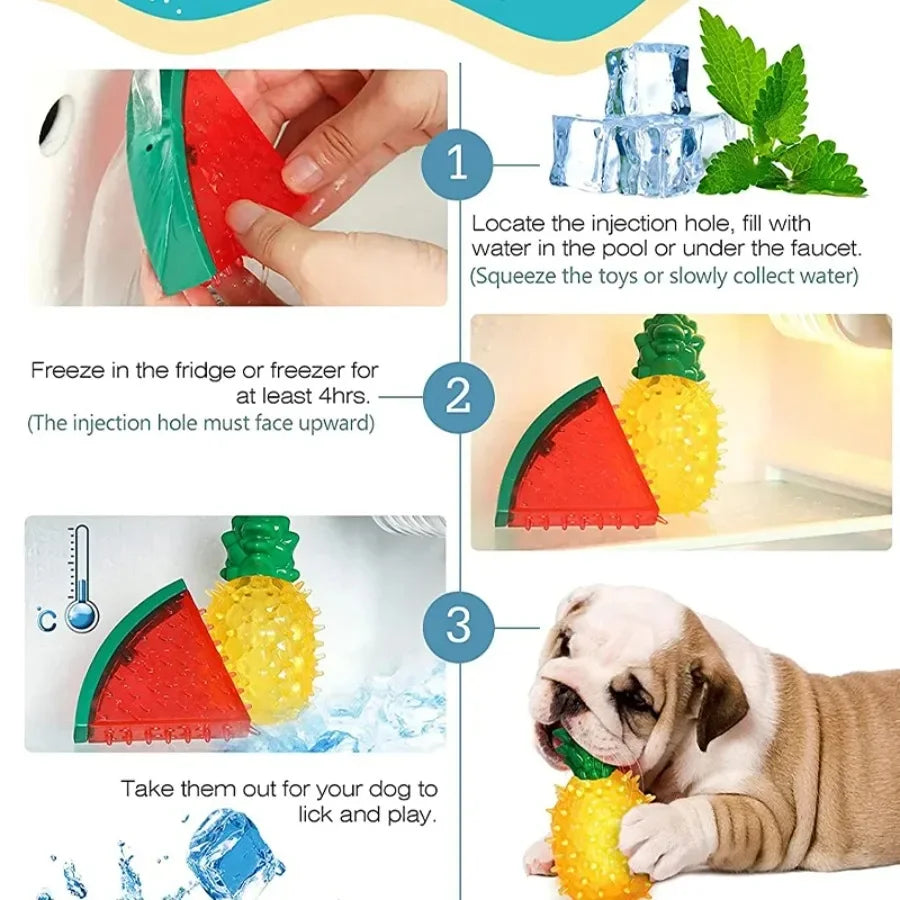 Freezable Fruit Pet Chew Toy | Cooling Dog & Cat Summer Toy