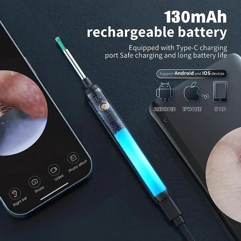2025 Visual Ear Wax Cleaner with Camera Safe Earwax Removal Endoscope with Camera Luminous Otoscope Ear Cleaning Tools Ear Care Peaceful Pleasures Health and Wellness
