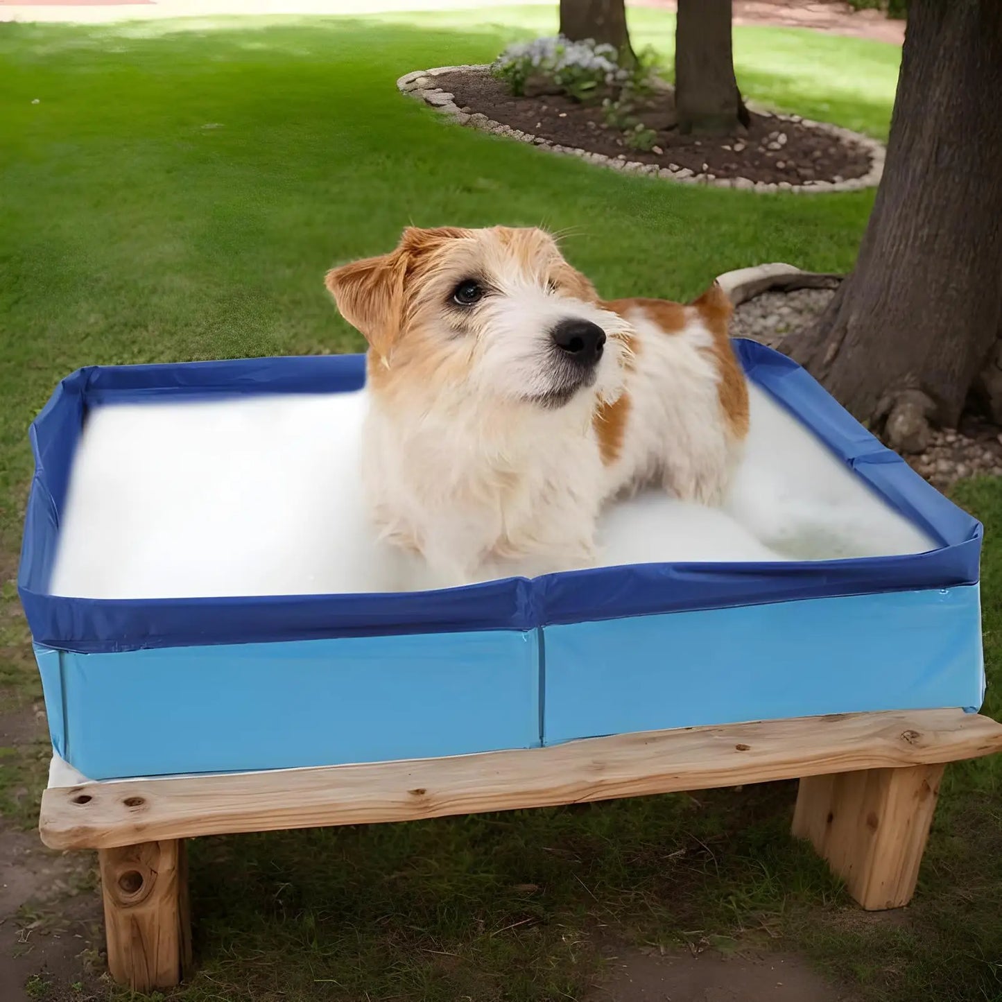 Foldable PVC Dog Bath Tub – Anti-Slip Square Pet Pool