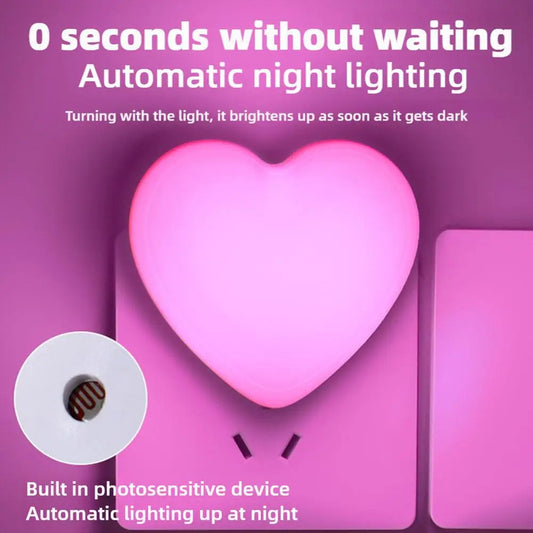 Heart LED Night Light | Auto Sensor Lamp – Bedroom & Hallway LED Night Light Peaceful Pleasures Health and Wellness