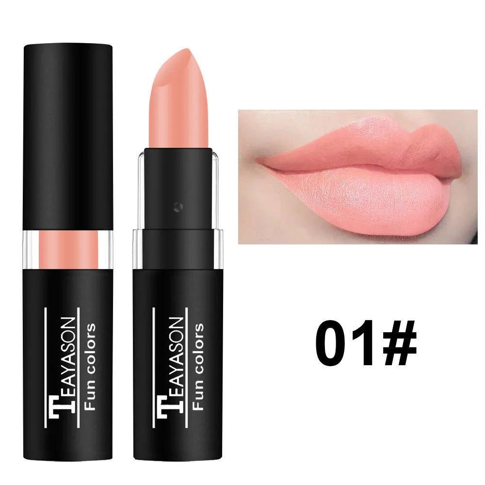 TEAYASON 12-Color Matte Lipstick – Waterproof Long-Lasting