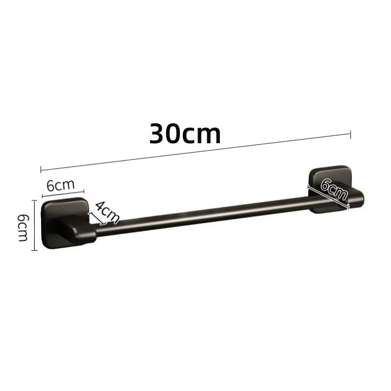 Self-Adhesive No-Drill Towel Bar | Wall-Mount Rack White & Black