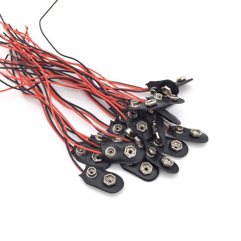 100PCS 9V Volt Battery Snap Connector Clip with Lead Wire 150MM Cable Peaceful Pleasures Health and Wellness Type-I