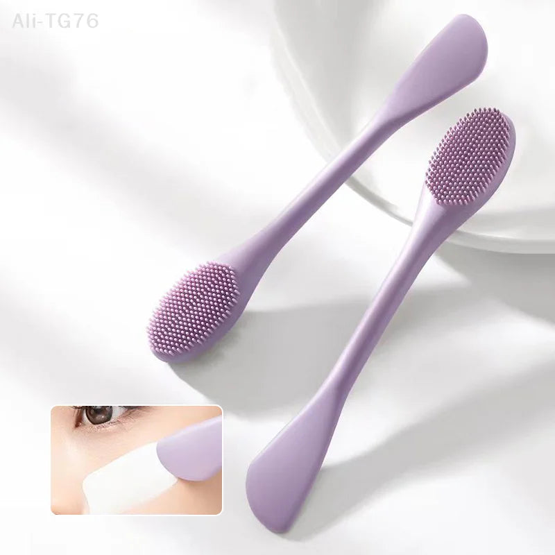 Double-Head Silicone Facial Mask Brush & Massage Tool