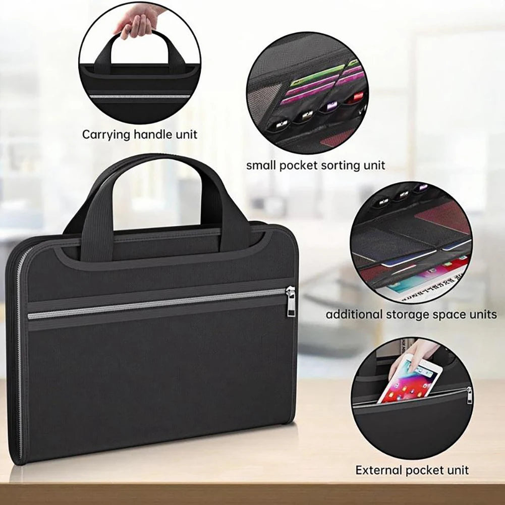 Large Capacity Fireproof Waterproof Document Bag Document Safe Storage Bag With Zipper Handheld File Organiser For Business Peaceful Pleasures Health and Wellness