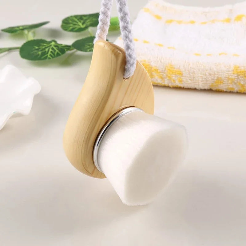 Wooden Handle Facial Cleansing Brush – Soft Microfiber Exfoliator