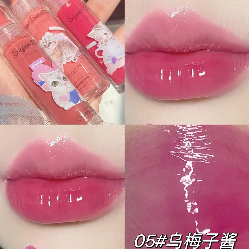 Cappuvini Cat Mirror Lip Glaze – 6 Colors, High Gloss K-Beauty