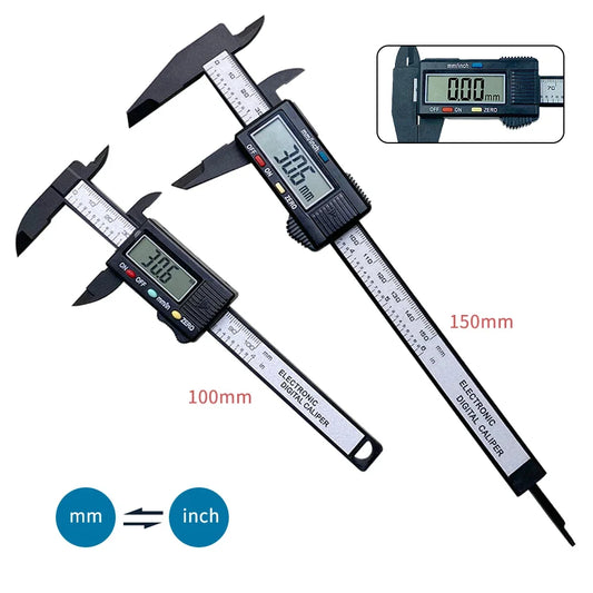 150mm 100mm Electronic Digital Caliper Carbon Fiber Dial Vernier Caliper Gauge Micrometer Measuring Tool Digital Ruler Peaceful Pleasures Health and Wellness