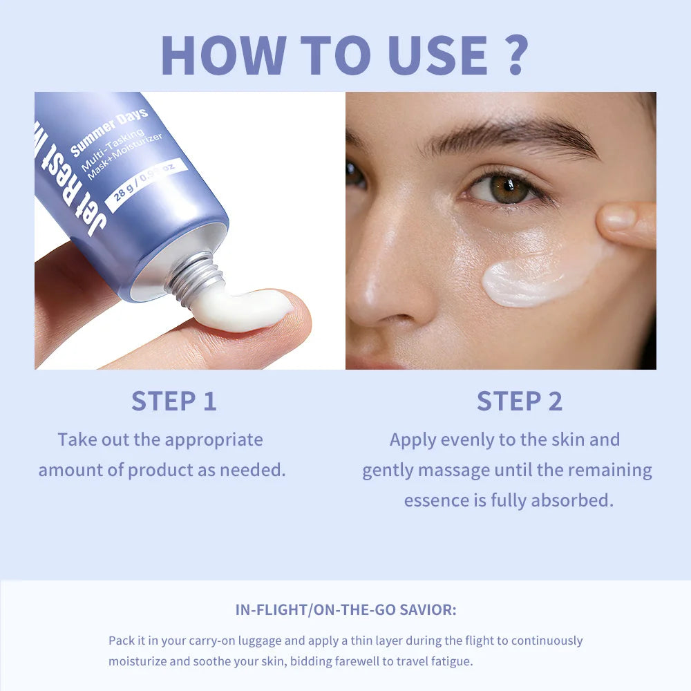 Jet Lag Mask Moisturizer Firm Reduce Lines and Pores Hydrating Nourishing Face Mask with Antioxidants Brightens Even Skin Care Peaceful Pleasures Health and Wellness